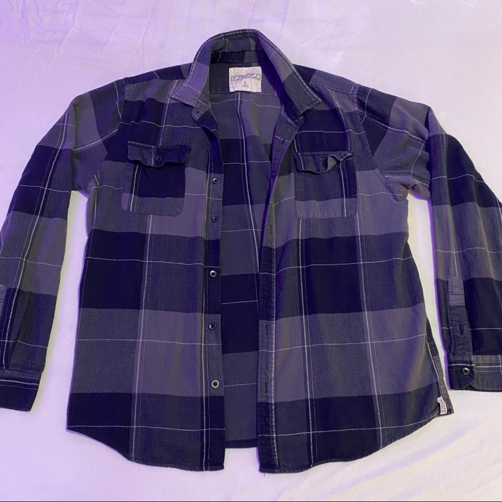 Black and gray oversized flannel